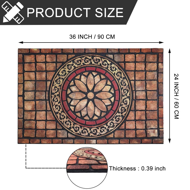 CHICHIC Rectangle Entrance Door Mat Large 24 x 36 Inch High Traffic Area Entry Way Doormat Front Door Rugs Outdoors Heavy Duty Welcome Mat, Non Slip Rubber Back Low Profile for Garage - Image 3